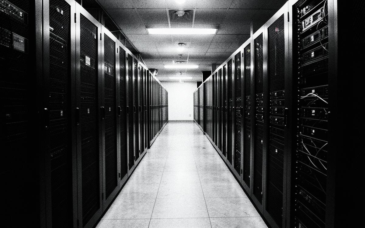 A corridor of data center server racks